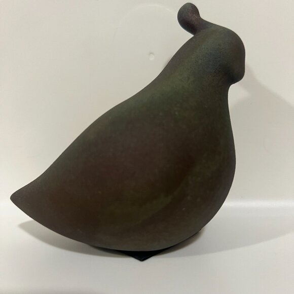 Artist Signed Iridescent Raku Pottery Quail sculpture figurine bird - Picture 2 of 14